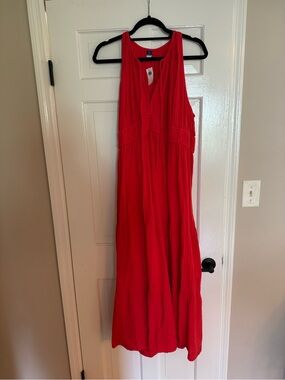 Old Navy Red Sleeveless Maxi Dress